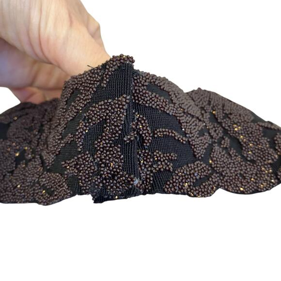 Tadashi Vtg Y2K Textured Beaded Halter Neck Top Pointed Hem Whimsygoth - Picture 10 of 16